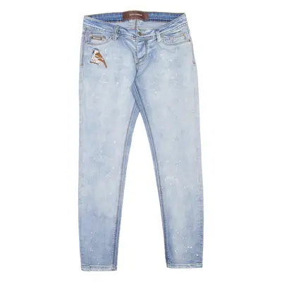 DOLCE & GABBANA Paint Spatter Womens Jeans Blue Slim Skinny Stone Wash W29 L29