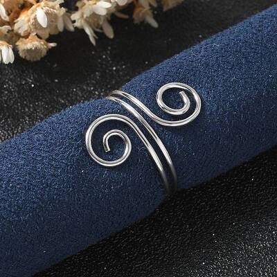304 Stainless Steel Round Wrap Open Cuff Rings for Women Men