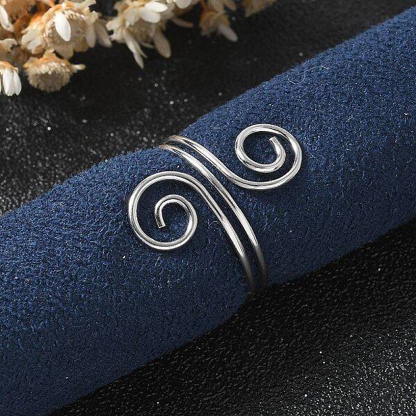 304 Stainless Steel Round Wrap Open Cuff Rings for Women Men