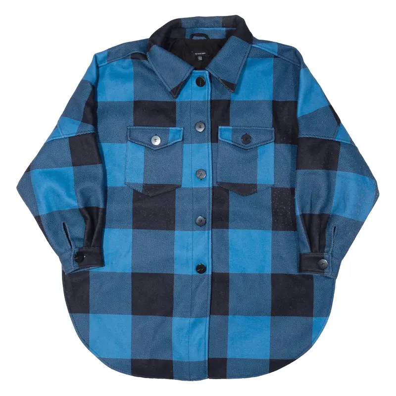 WHO WHAT WEAR 1/2 Sleeve Lumberjack Jacket Blue Check Womens XL