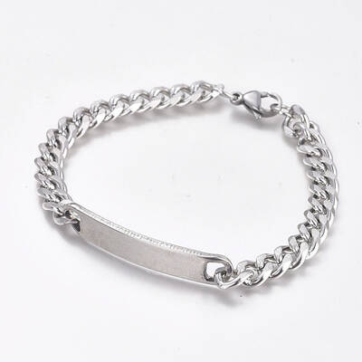Tarnish Resistant 304 Stainless Steel Curb Chain ID Bracelets