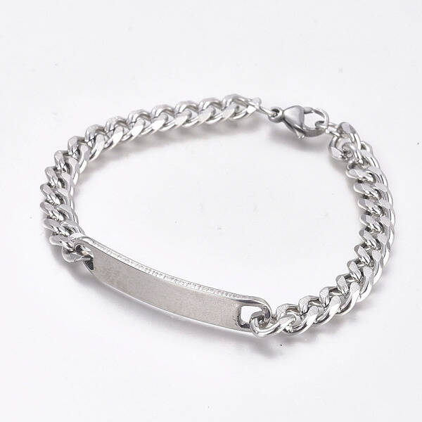 Tarnish Resistant 304 Stainless Steel Curb Chain ID Bracelets