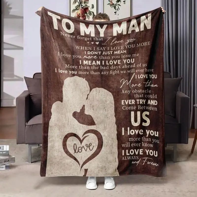 Letter & Character Pattern Blanket, 1/2 Counts Soft Warm Throw Blanket, Air-conditioned Room Blanket, Warm Nap Blanket for H...