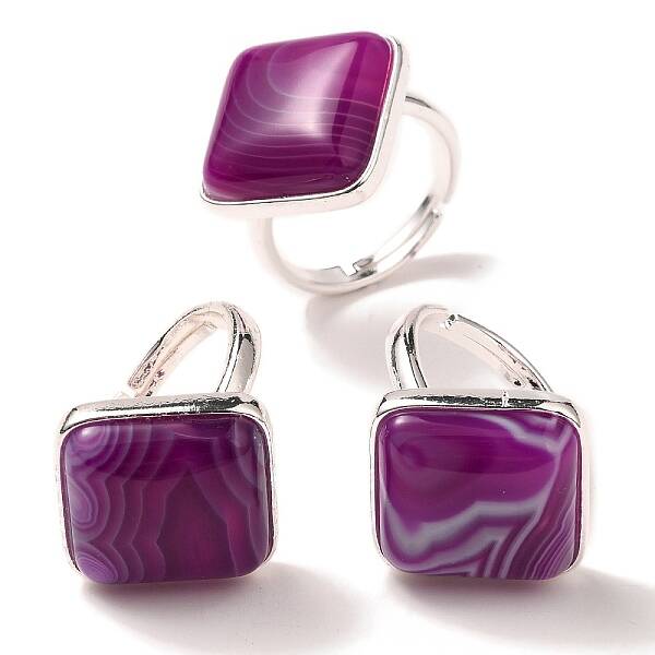 Natural Banded Agate Adjustable Rings
