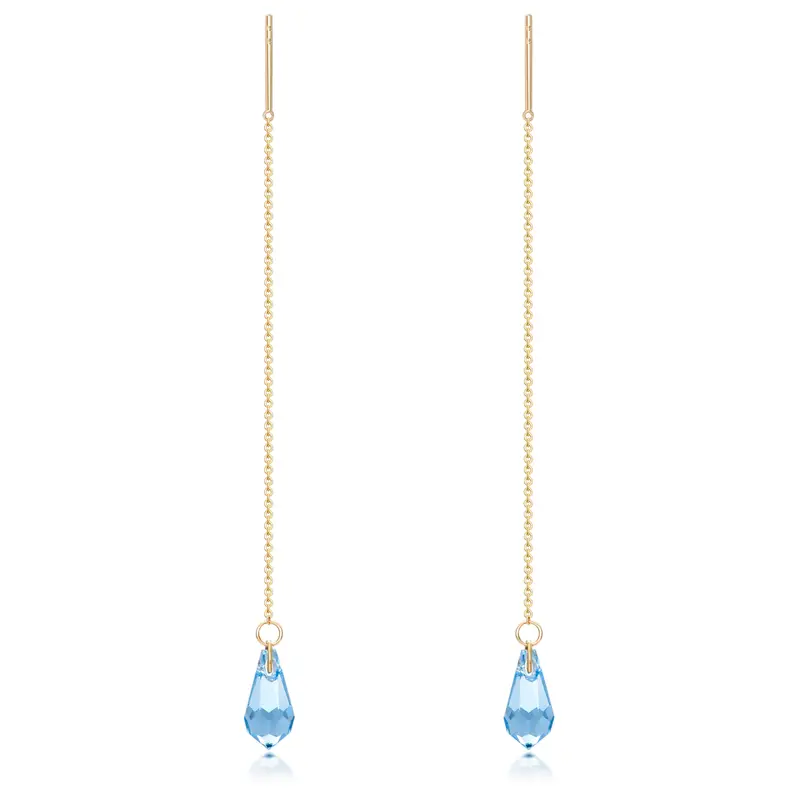 14K Gold Crystal Drop Earrings