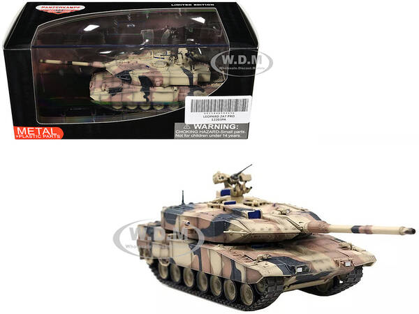Leopard 2 A7+ Main Battle Tank Desert Camouflage German Army Armor Premium Series 1/72 Diecast Model by Panzerkampf