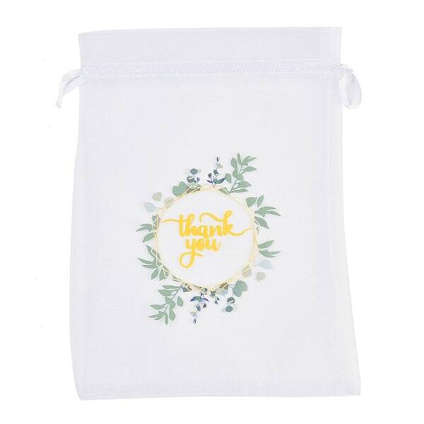 50Pcs Thank You Printed Organza DIY Craft Drawstring Bags