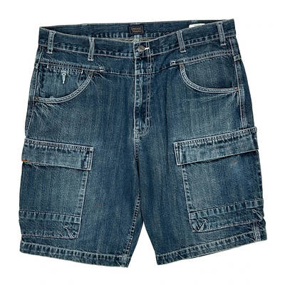 Denver Hayes Cargo Denim Shorts - 37W 10L Blue Cotton