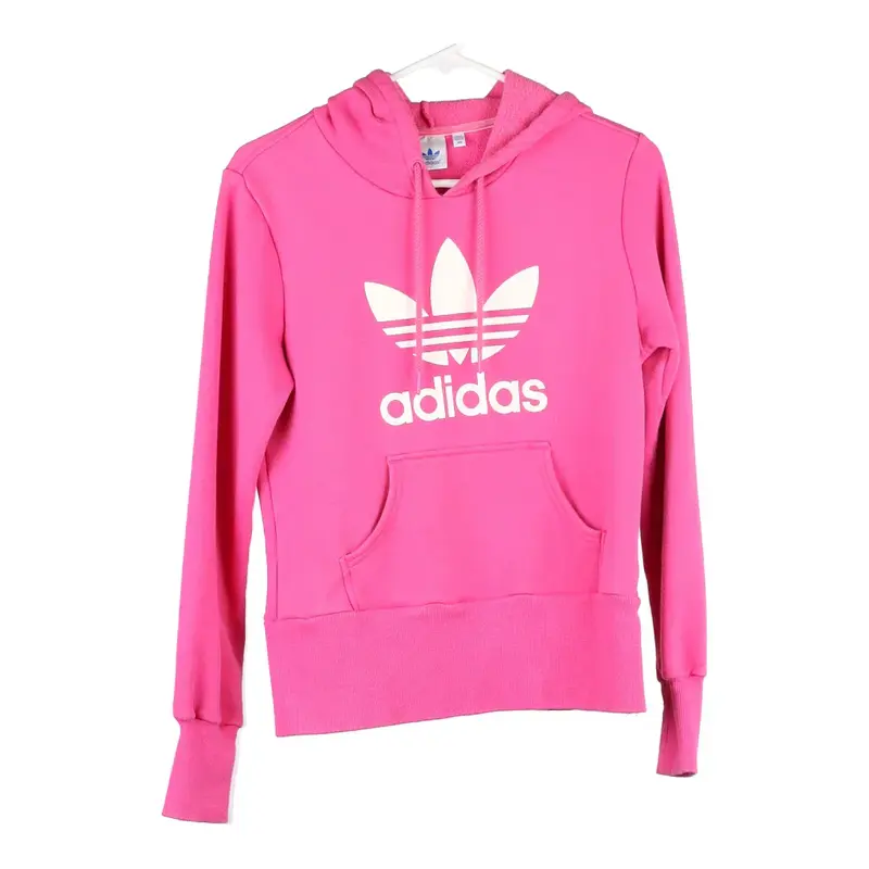 Age 14-16 Adidas Spellout Hoodie - Large Pink Cotton Blend