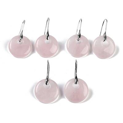 Natural Rose Quartz Dangle Earrings