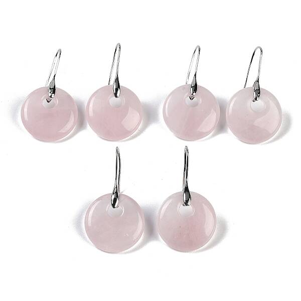 Natural Rose Quartz Dangle Earrings