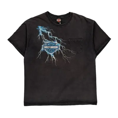 Harley Davidson Graphic T-Shirt - XL Black Cotton