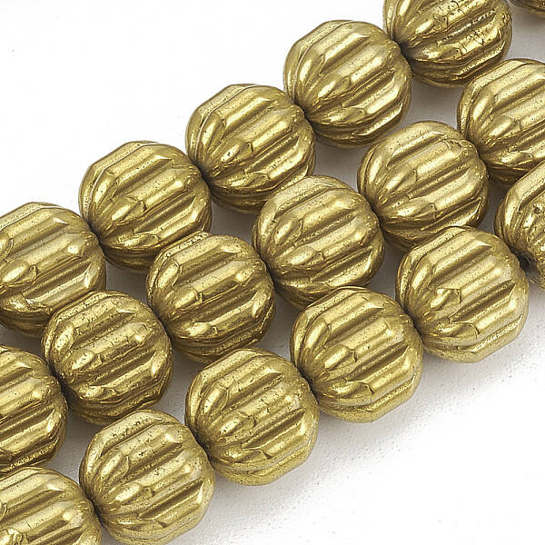 Electroplate Non-magnetic Synthetic Hematite Corrugated Beads Strands