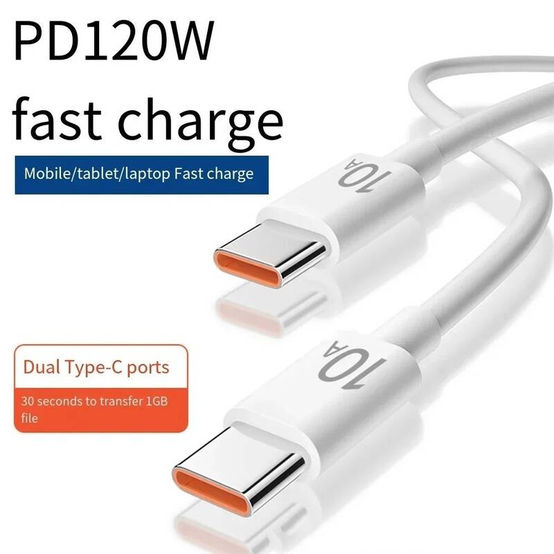 Fiberglass Fast Charge Line Double USB Type-C Cable