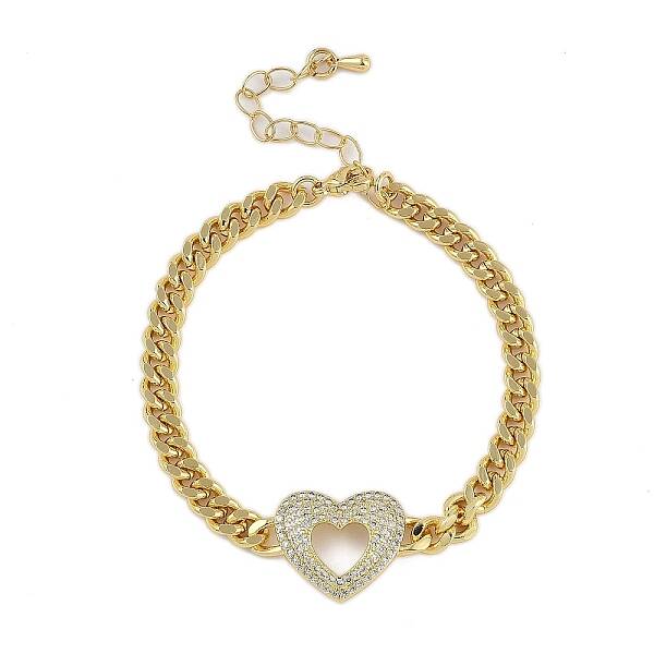 Rack Plating Brass Bracelets with Cubic Zirconia for Women