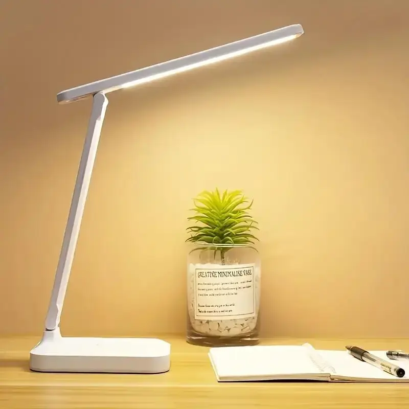 LED Desk Lamp, USB Rechargeable Eye Care Touch Desktop LED Light, Dimming Reading Light for Home Office Bedroom Study Room