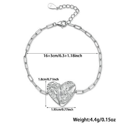 Anti-Tarnish Rhodium Plated 925 Sterling Silver Cable Chains Bracelets