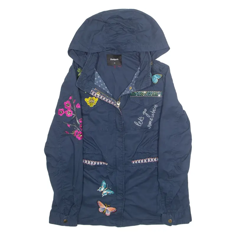 DESIGUAL Womens Jacket Blue Hooded M