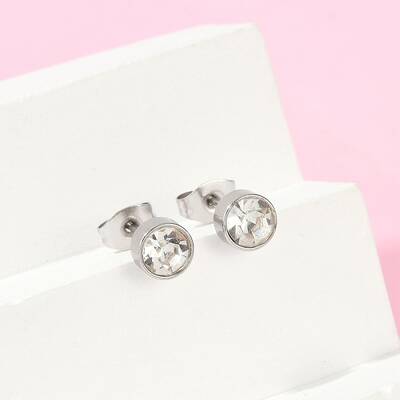 304 Stainless Steel Rhinestone Stud Earrings