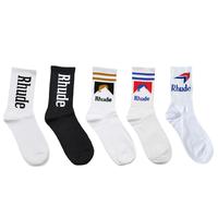 Rhude Socks 5 Pairs Pack Crew Socks Cotton Sport Socks Streetwear Crew Socks for Men Women