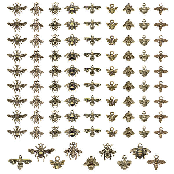 90Pcs 9 Style Tibetan Style Alloy Pendants