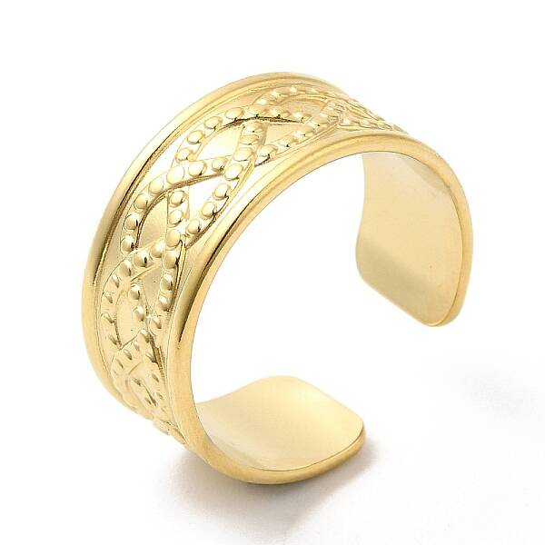 304 Stainless Steel Twist Rope Pattern Open Cuff Ring for Women