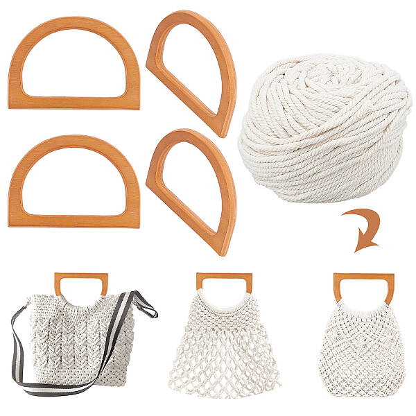 4Pcs Wood Bag Handle