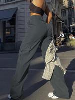 Women's Basic Minimalist Plain Button Front Pocket Cargo Pants, Loose Fashion Y2k Clothes Women, Comfort Casual Street High W...