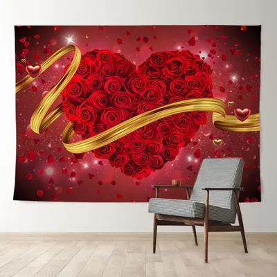 Aperturee Roseheart With Ribbon Sweet Valentines Backdrop