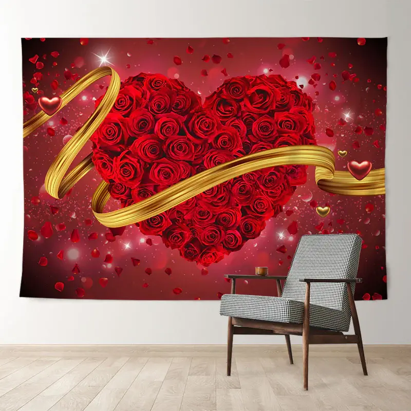 Aperturee Roseheart With Ribbon Sweet Valentines Backdrop
