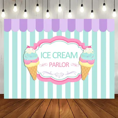 Aperturee Summer Ice Cream Candy Land Birthday Backdrop