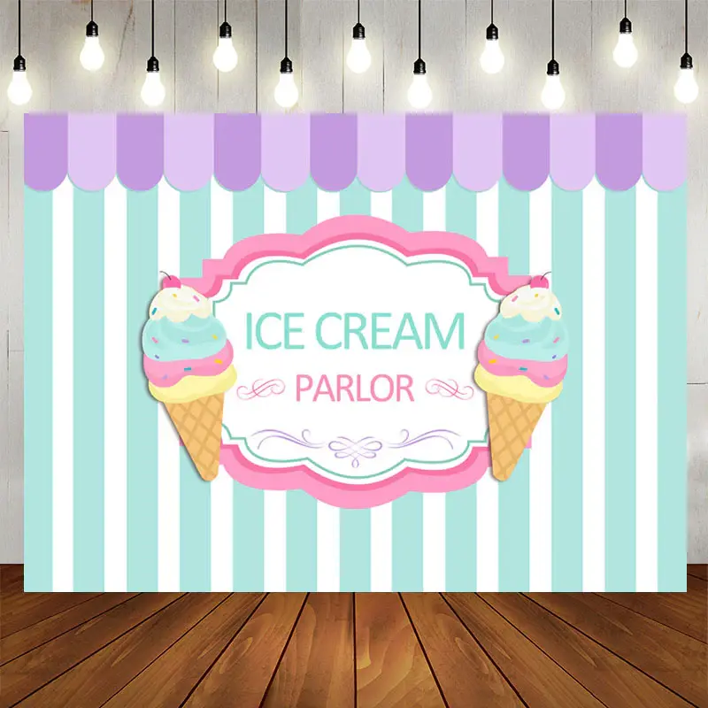 Aperturee Summer Ice Cream Candy Land Birthday Backdrop