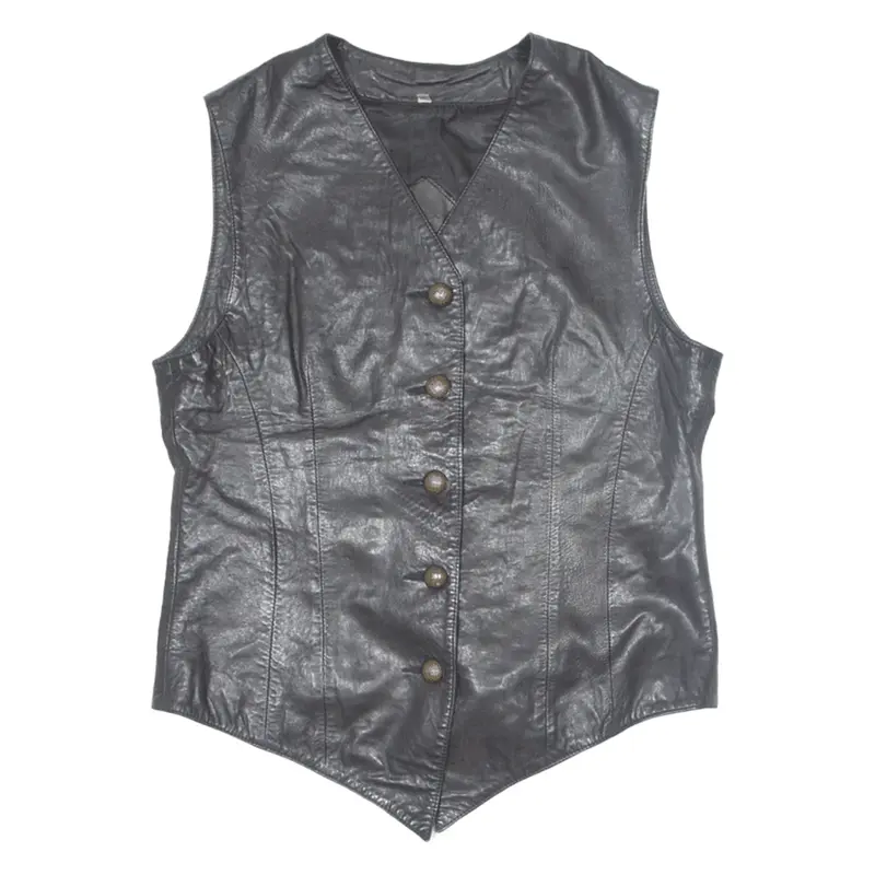 KELLY COLLECTION Biker Leather Gilet Black Womens M