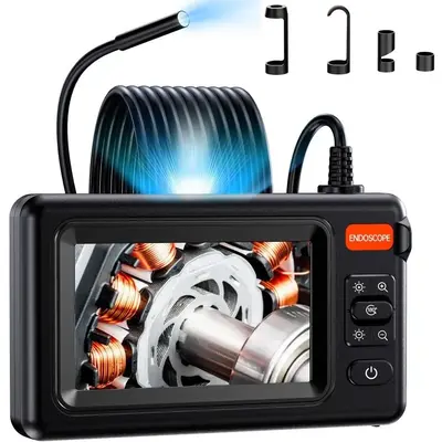 HD Digital Borescope, 4.3 Inch IPS Screen Pipeline Inspection Camera with 8 LED Lights, IP67 Waterproof Industrial Endoscope...