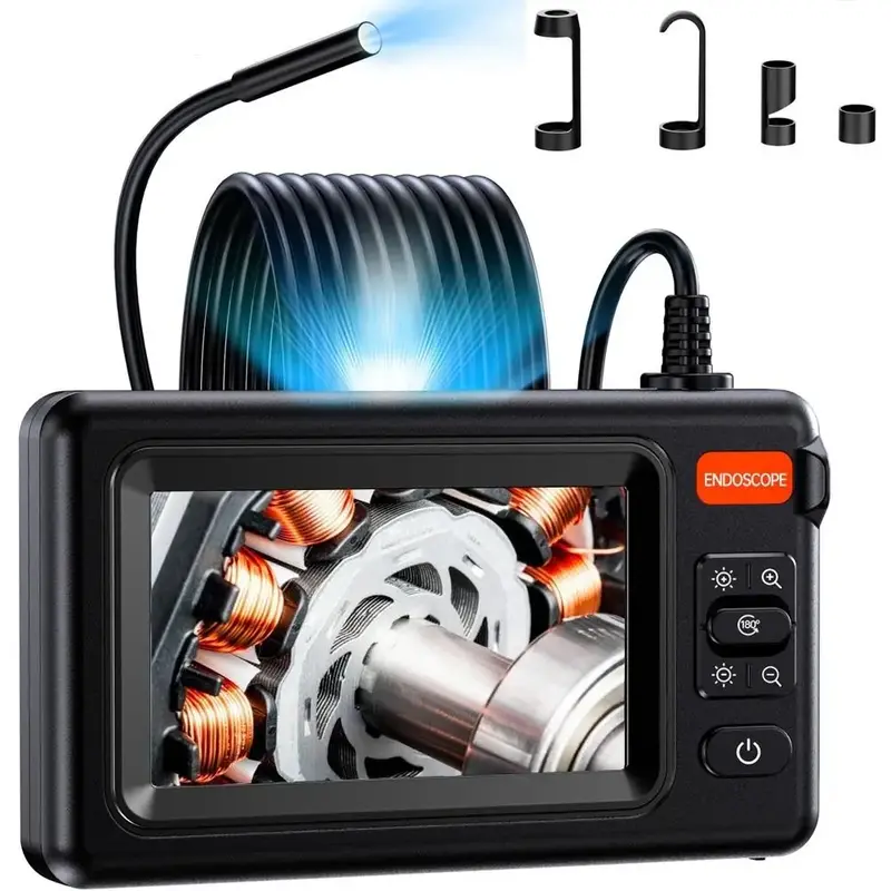 HD Digital Borescope, 4.3 Inch IPS Screen Pipeline Inspection Camera with 8 LED Lights, IP67 Waterproof Industrial Endoscope...