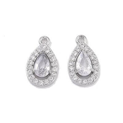Brass Micro Pave Clear Cubic Zirconia Pendants