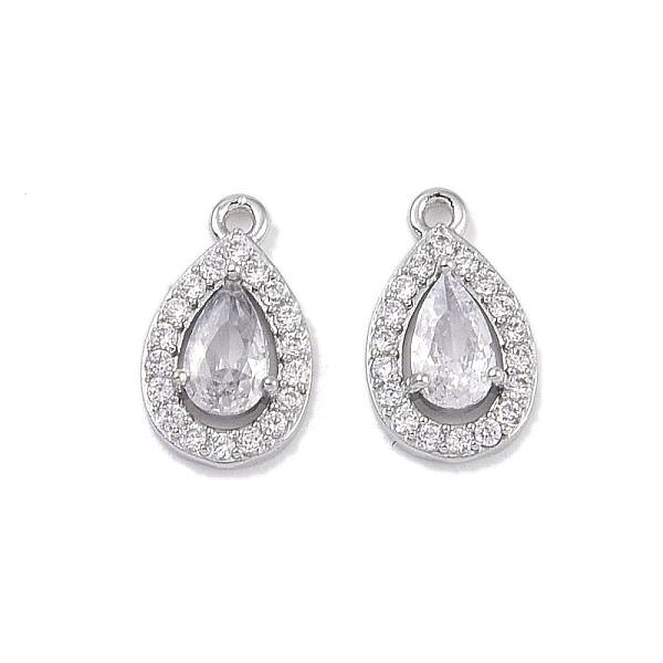Brass Micro Pave Clear Cubic Zirconia Pendants