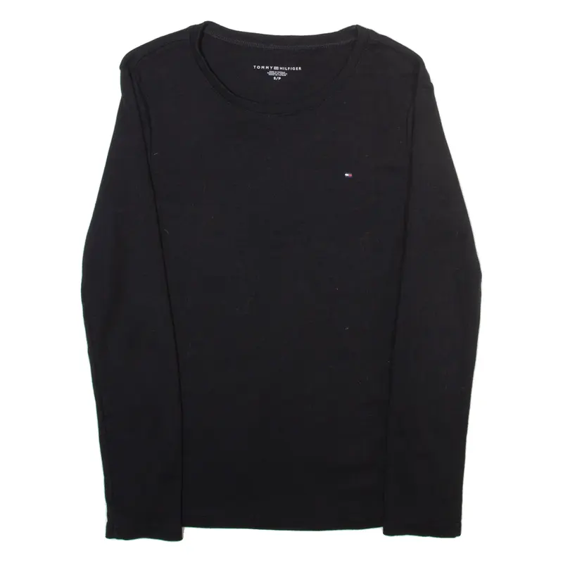 TOMMY HILFIGER Womens T-Shirt Black Long Sleeve Crew Neck S