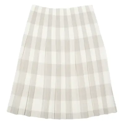 Womens Pleated Skirt Beige Midi Gingham M
