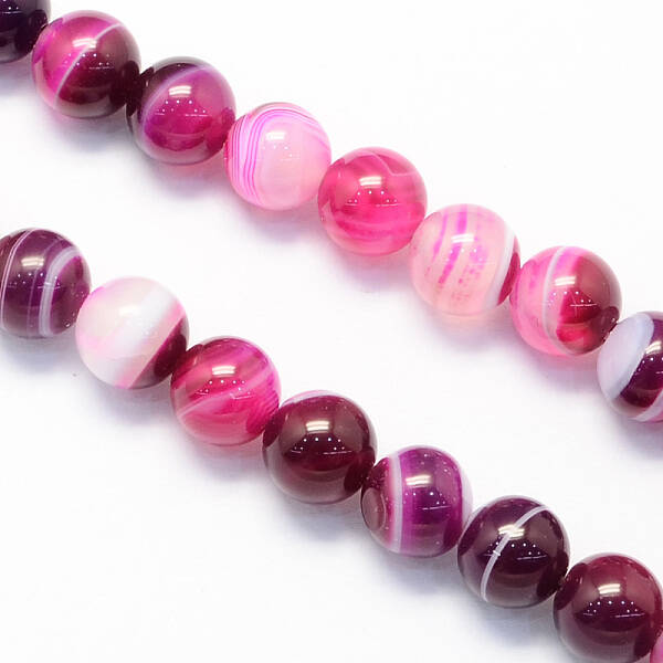 Round Natural Striped Agate/Banded Agate Stone Beads Strands