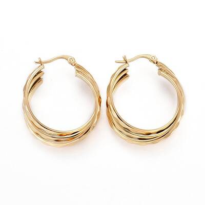 Ion Plating(IP) 304 Stainless Steel Triple Hoop Earrings