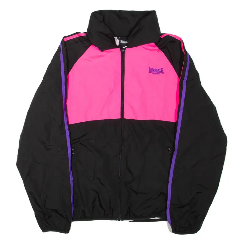 LONSDALE Girls Track Jacket Pink Colourblock 16Y