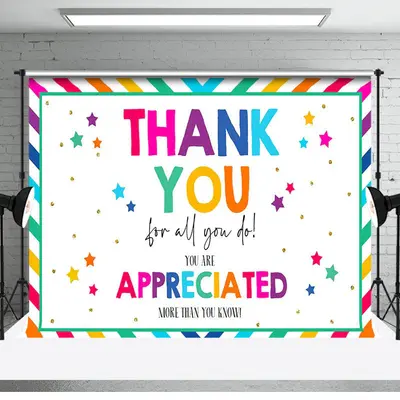 Colorful Stars Thank You For All You Do Backdrop - Aperturee