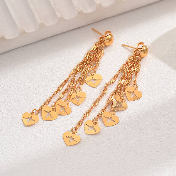 Elegant Heart Tassel Earrings for Women