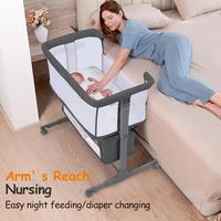 Ezebaby Baby Bassinet, Portable Baby Crib with Storage, Safety Bedside Sleeper for Newborn Infants with Wheels, Adjustable 7 ...