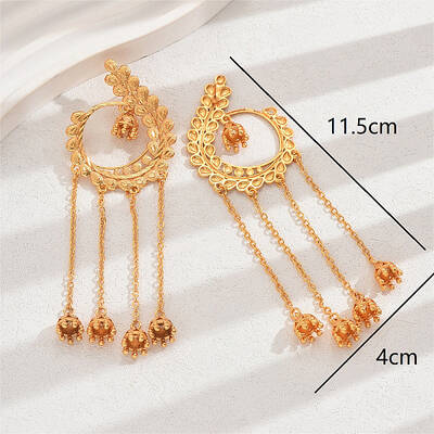 Bohemian Leaf Tassel Earrings for Bride Wedding Party Decoration Gift