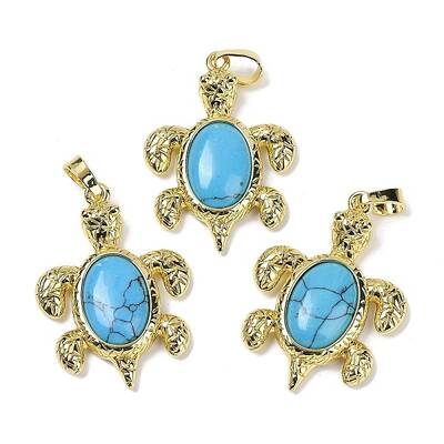 Synthetic Turquoise & Brass Pendants
