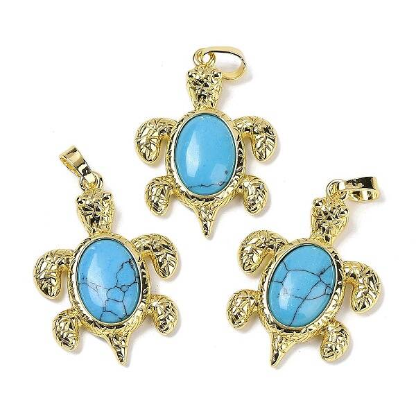 Synthetic Turquoise & Brass Pendants