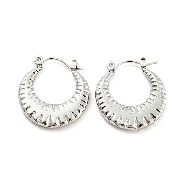 Non-Tarnish Texture Ring 304 Stainless Steel Hoop Earrings for Women