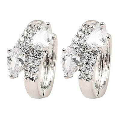 Brass Micro Pave Cubic Zirconia Hoop Earrings